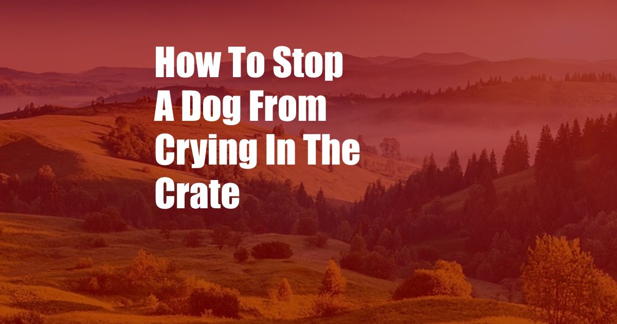 How To Stop A Dog From Crying In The Crate