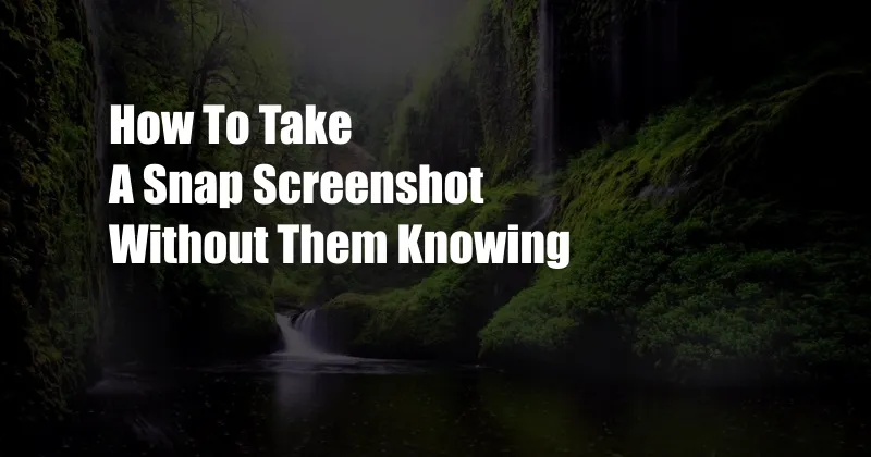 How To Take A Snap Screenshot Without Them Knowing