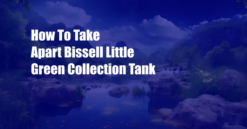 How To Take Apart Bissell Little Green Collection Tank