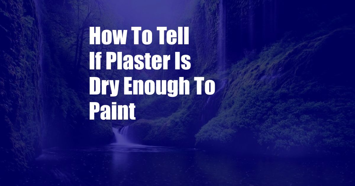 How To Tell If Plaster Is Dry Enough To Paint