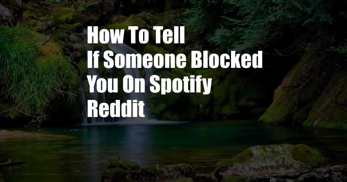 How To Tell If Someone Blocked You On Spotify Reddit