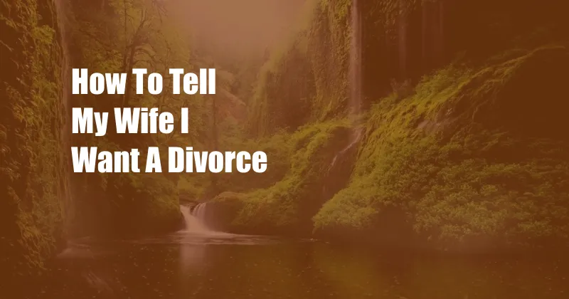 How To Tell My Wife I Want A Divorce
