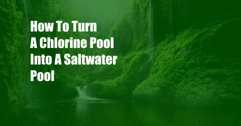 How To Turn A Chlorine Pool Into A Saltwater Pool