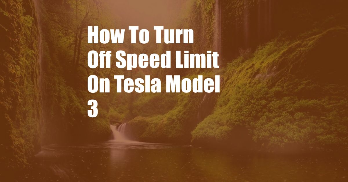 How To Turn Off Speed Limit On Tesla Model 3