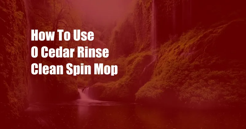 How To Use O Cedar Rinse Clean Spin Mop