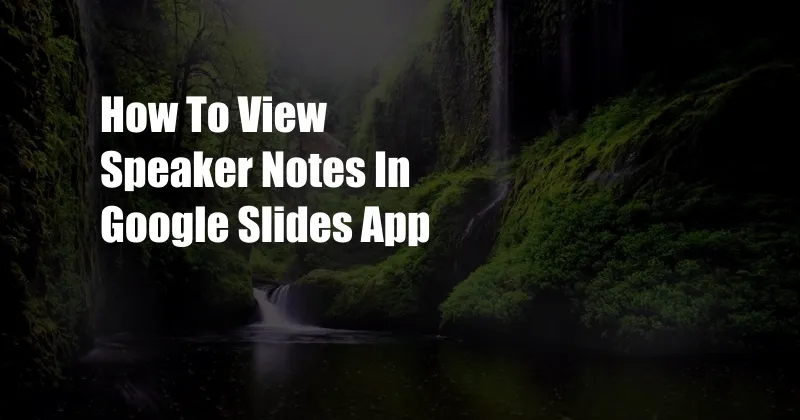 How To View Speaker Notes In Google Slides App