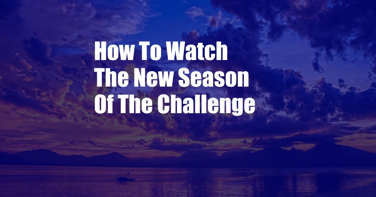 How To Watch The New Season Of The Challenge