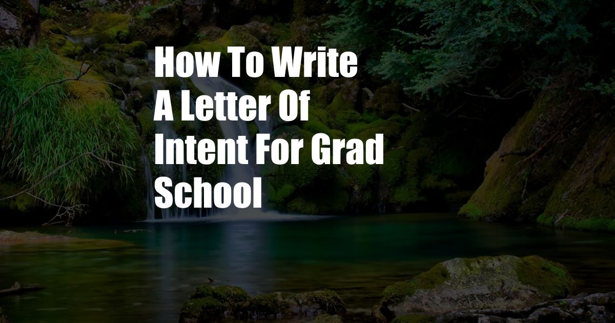 How To Write A Letter Of Intent For Grad School