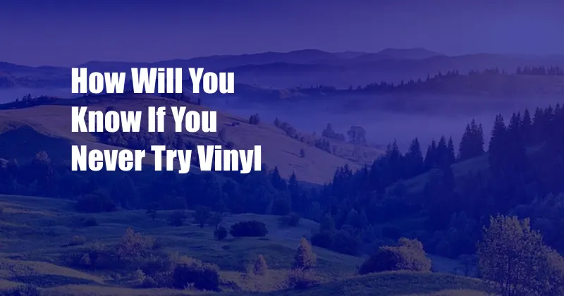 How Will You Know If You Never Try Vinyl