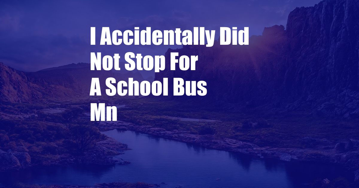 I Accidentally Did Not Stop For A School Bus Mn