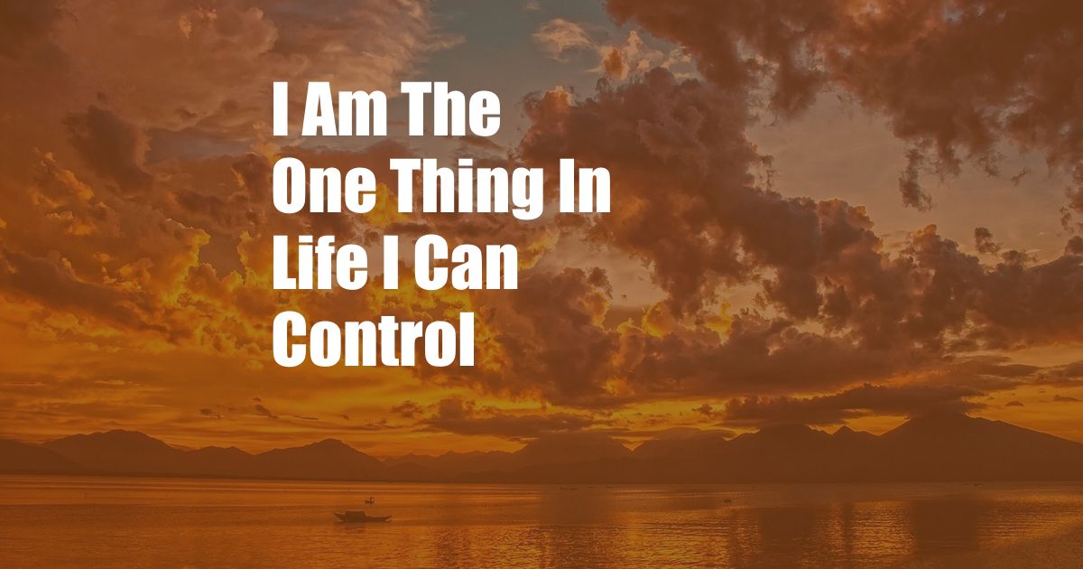 I Am The One Thing In Life I Can Control