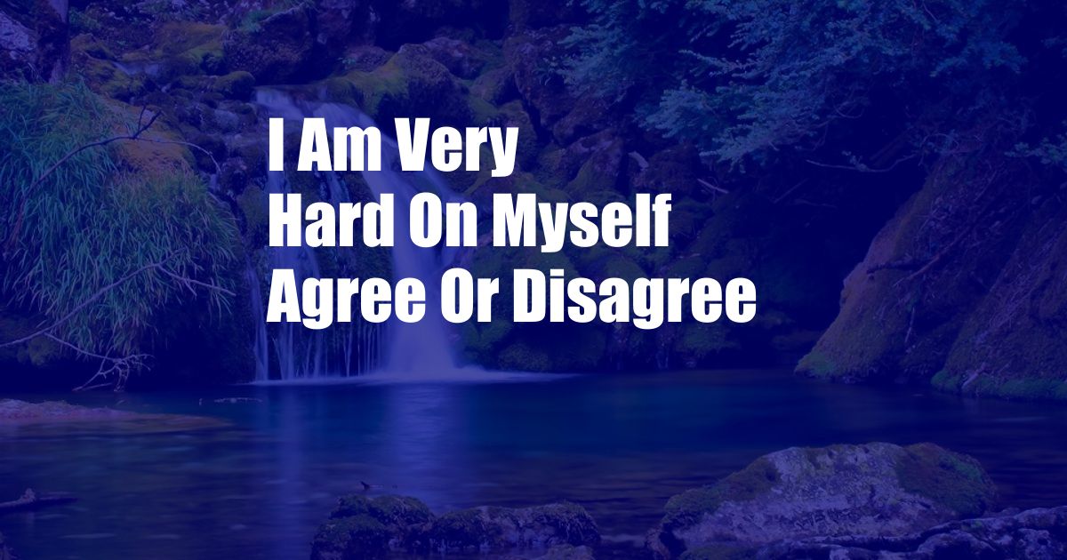 I Am Very Hard On Myself Agree Or Disagree