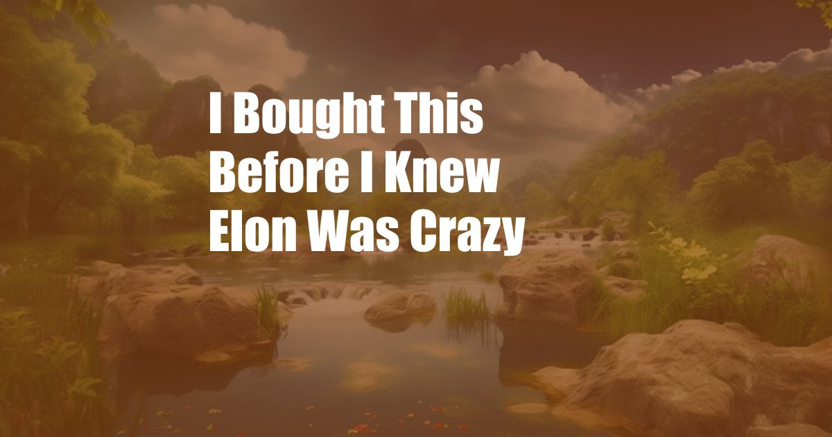 I Bought This Before I Knew Elon Was Crazy