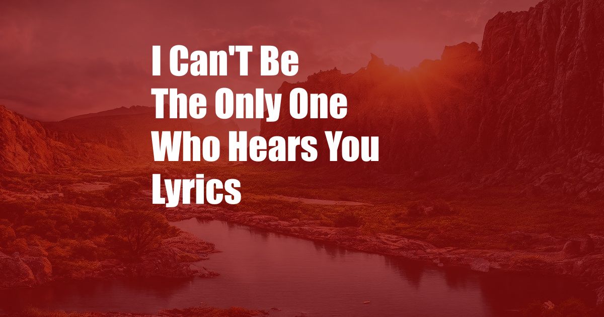 I Can'T Be The Only One Who Hears You Lyrics