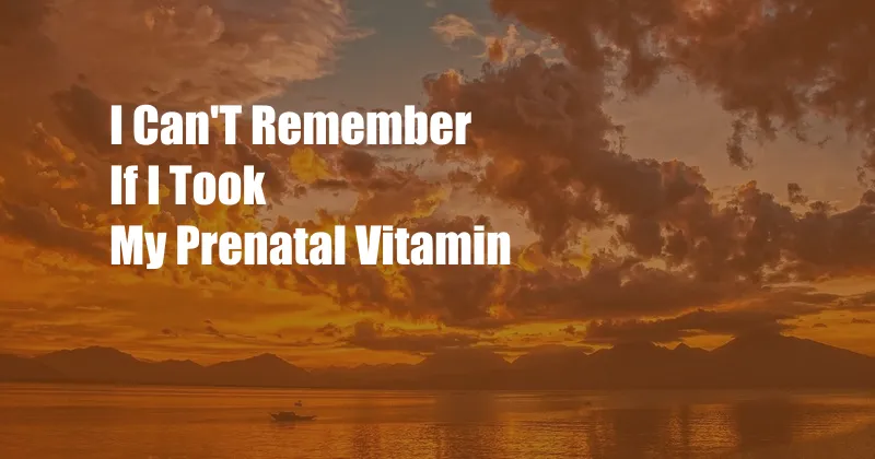 I Can'T Remember If I Took My Prenatal Vitamin