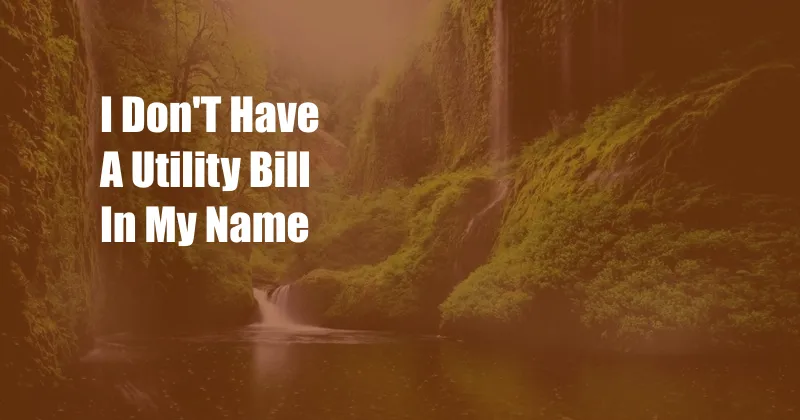 I Don'T Have A Utility Bill In My Name