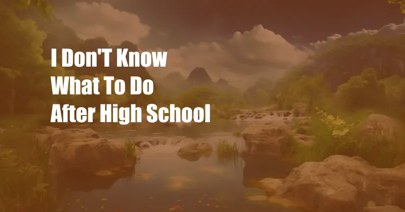 I Don'T Know What To Do After High School