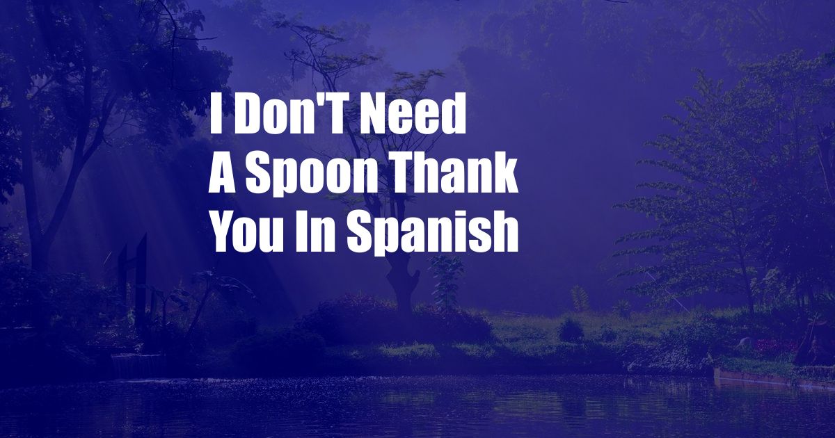 I Don'T Need A Spoon Thank You In Spanish