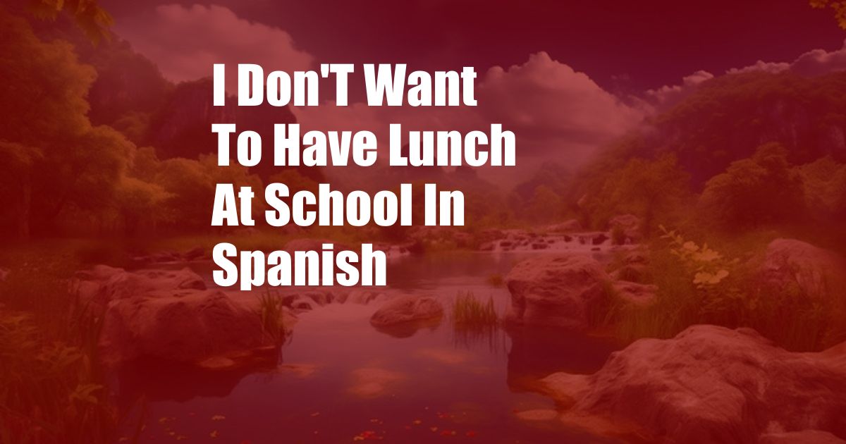 I Don'T Want To Have Lunch At School In Spanish