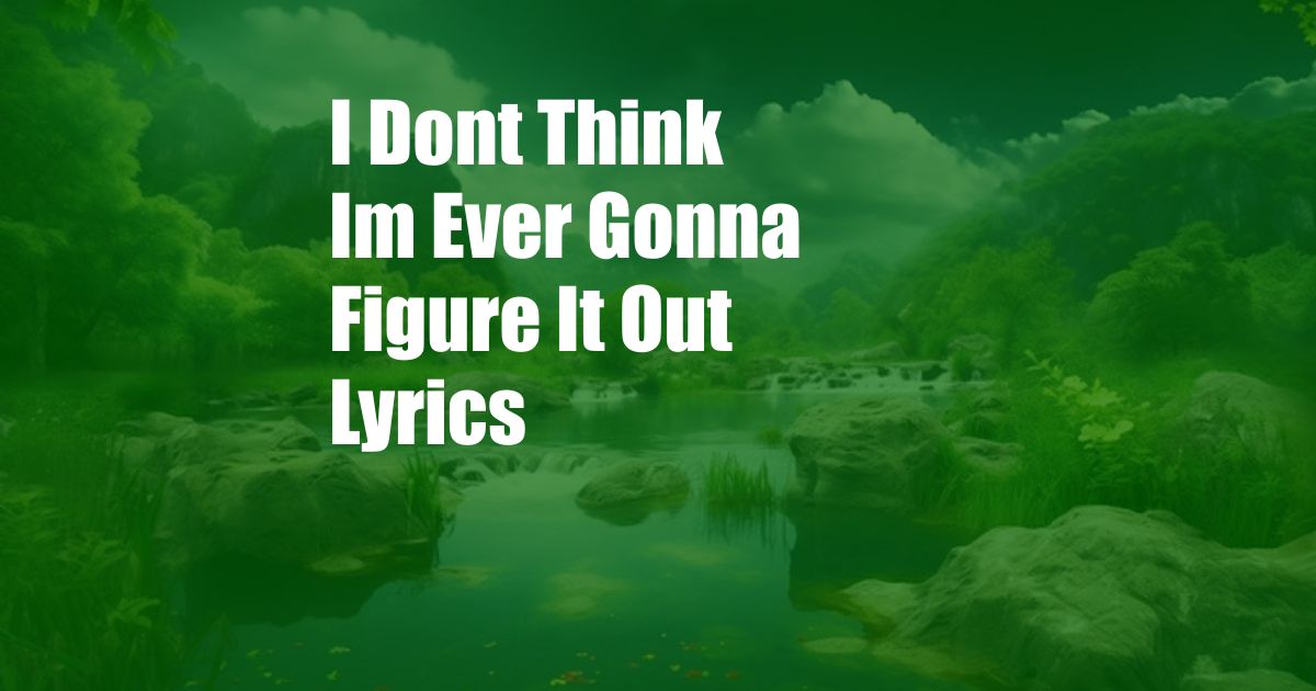 I Dont Think Im Ever Gonna Figure It Out Lyrics