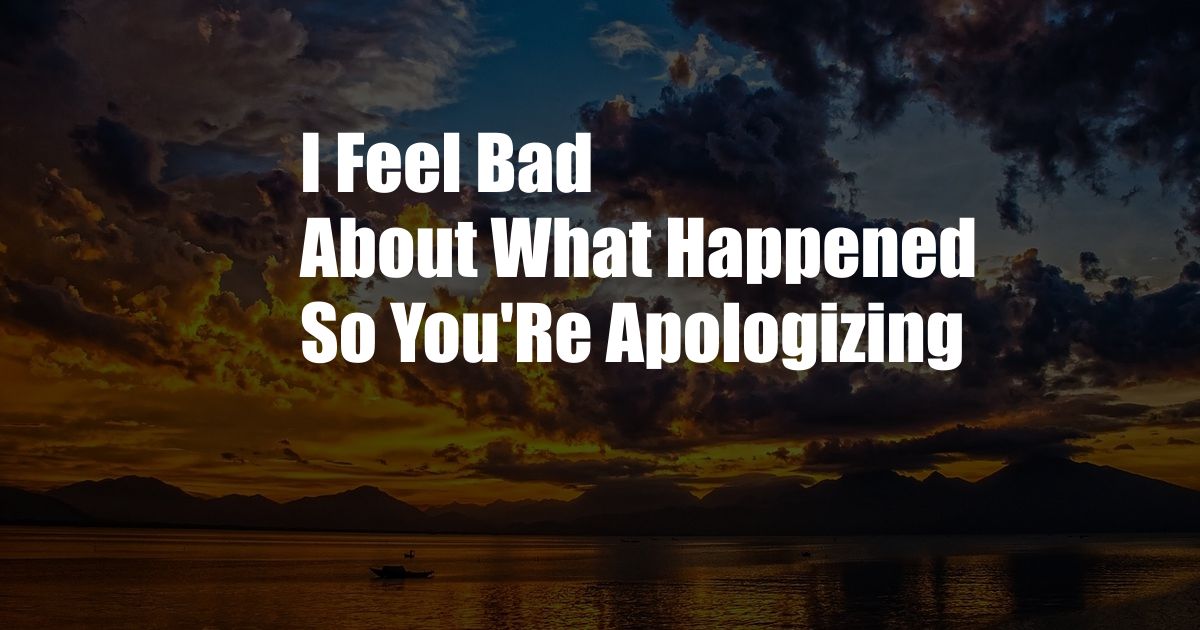 I Feel Bad About What Happened So You'Re Apologizing