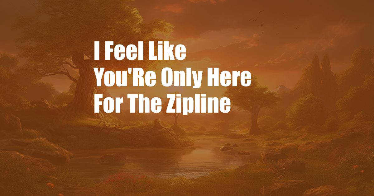 I Feel Like You'Re Only Here For The Zipline