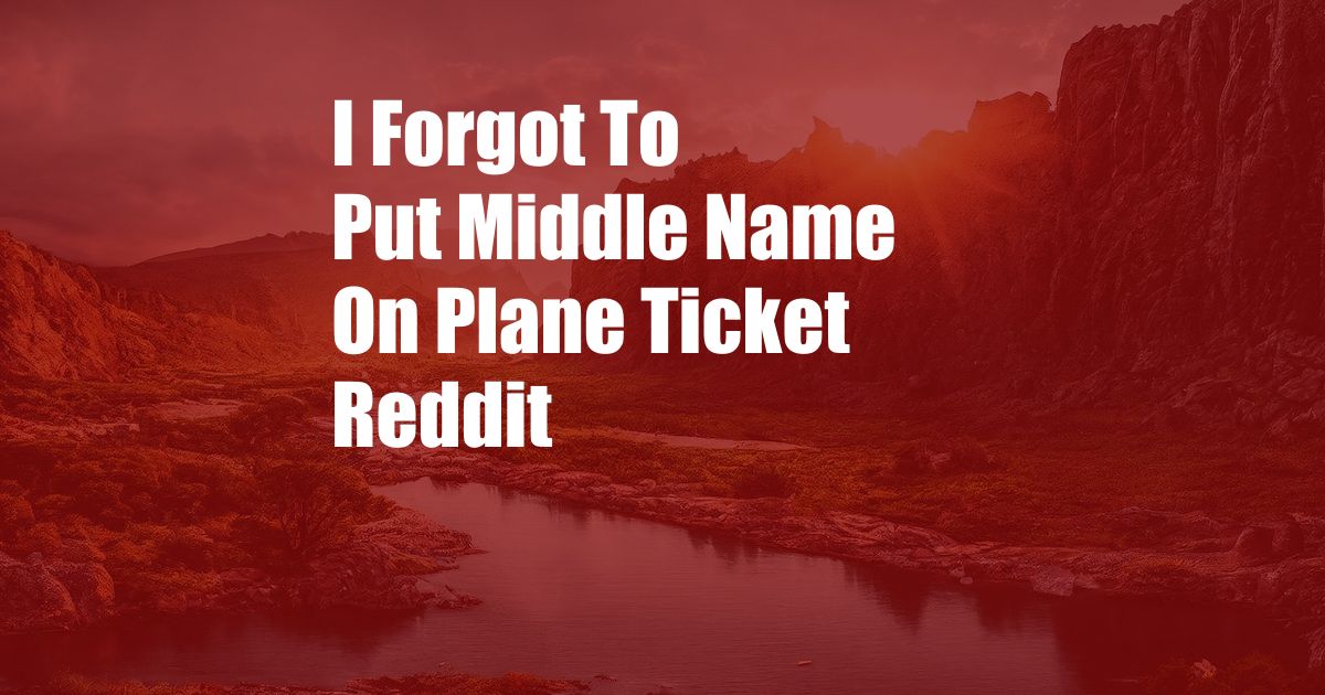 I Forgot To Put Middle Name On Plane Ticket Reddit