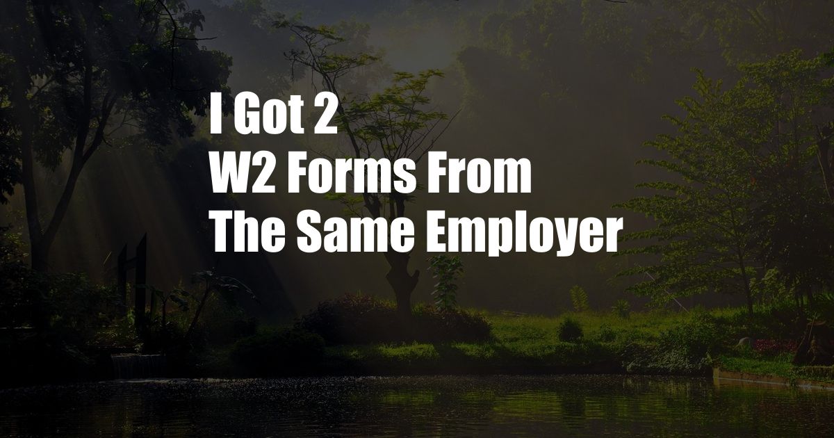 I Got 2 W2 Forms From The Same Employer