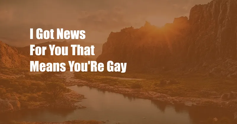 I Got News For You That Means You'Re Gay