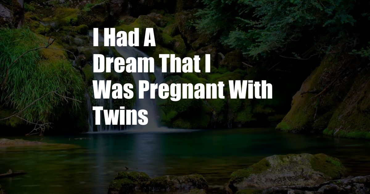 I Had A Dream That I Was Pregnant With Twins