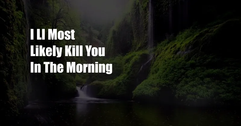 I Ll Most Likely Kill You In The Morning