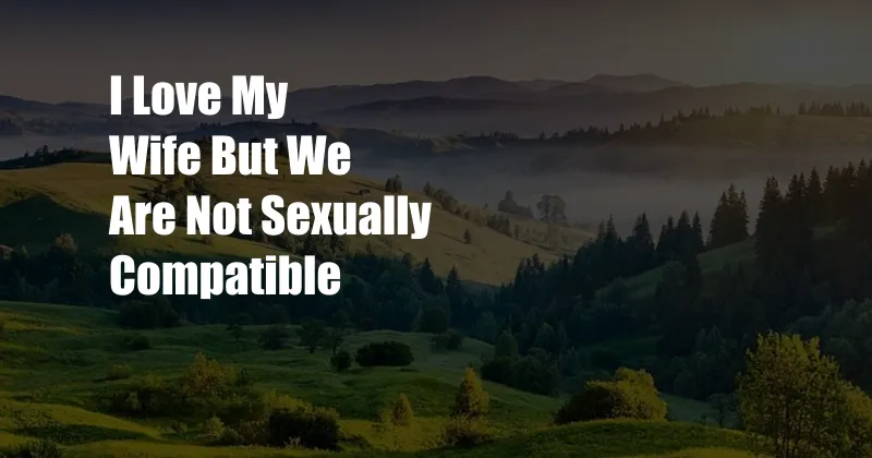 I Love My Wife But We Are Not Sexually Compatible