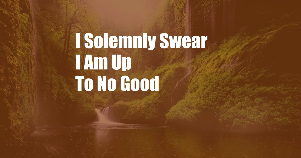 I Solemnly Swear I Am Up To No Good