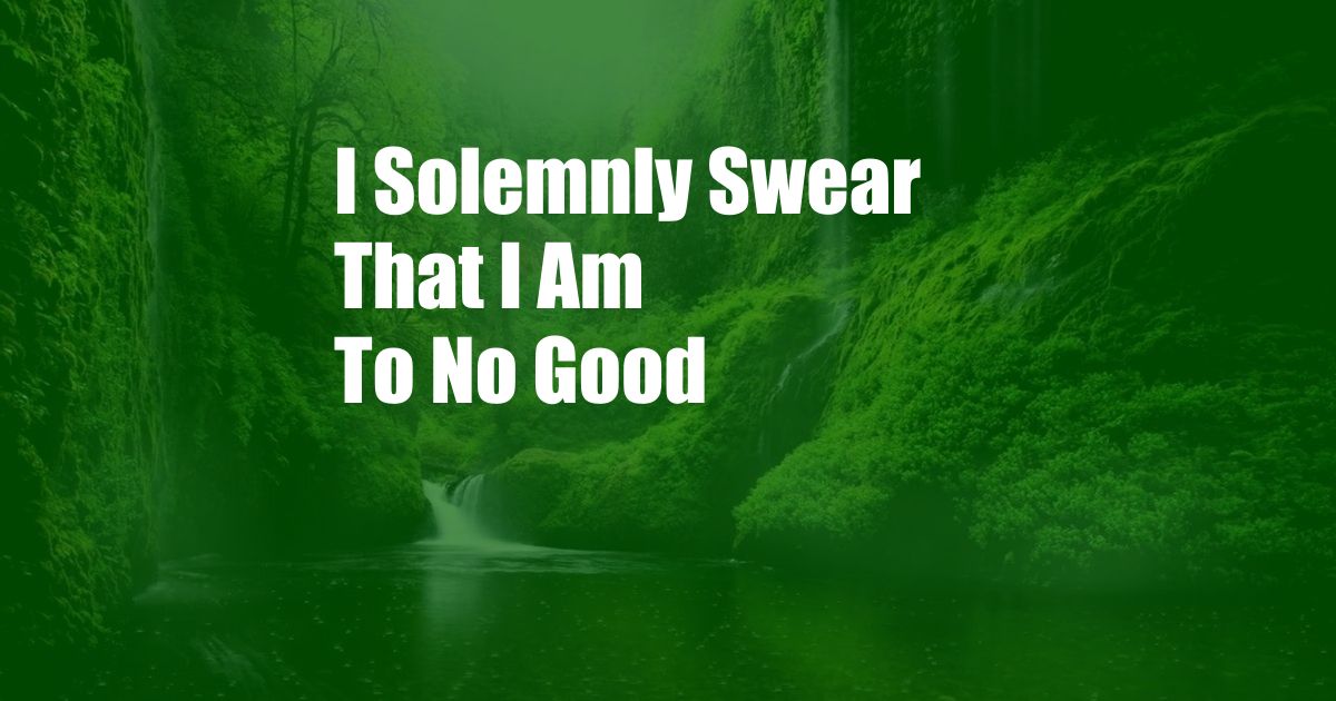 I Solemnly Swear That I Am To No Good