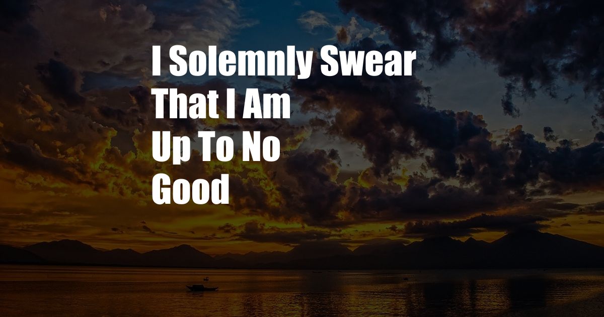 I Solemnly Swear That I Am Up To No Good