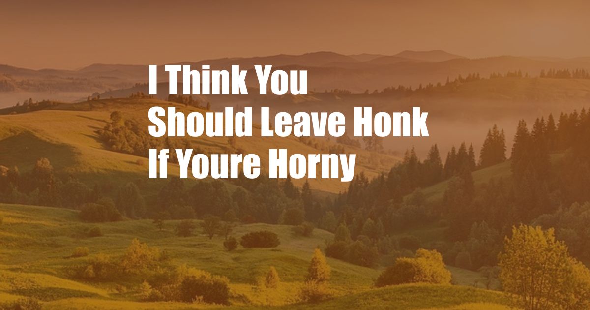 I Think You Should Leave Honk If Youre Horny