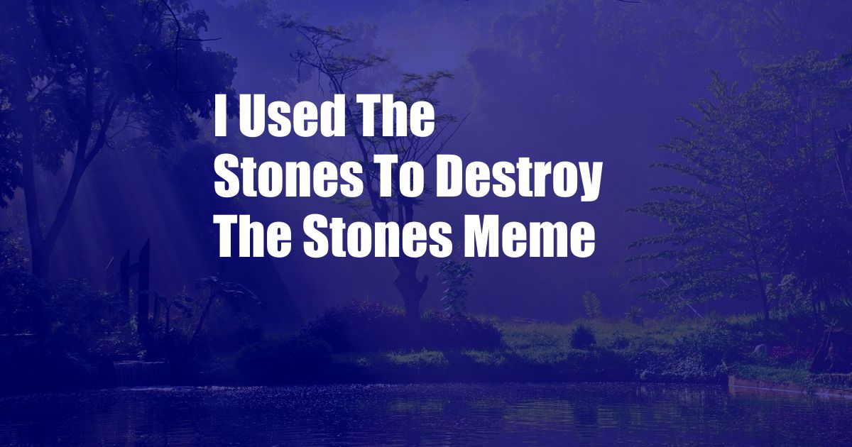 I Used The Stones To Destroy The Stones Meme