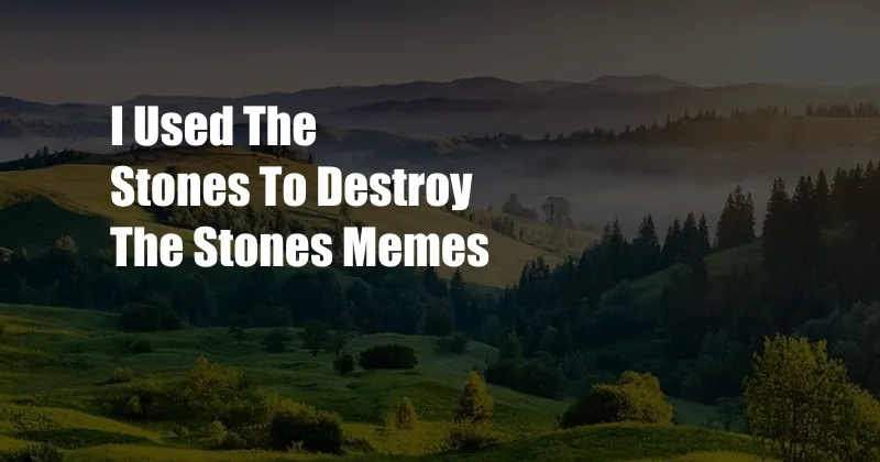 I Used The Stones To Destroy The Stones Memes