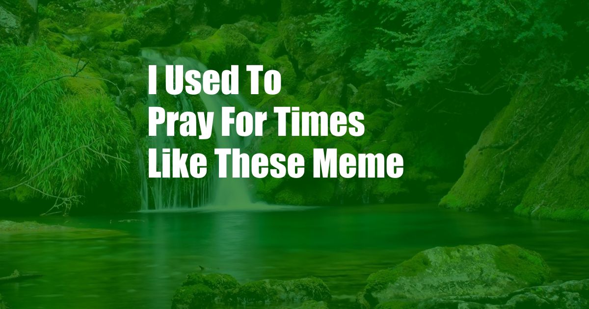 I Used To Pray For Times Like These Meme