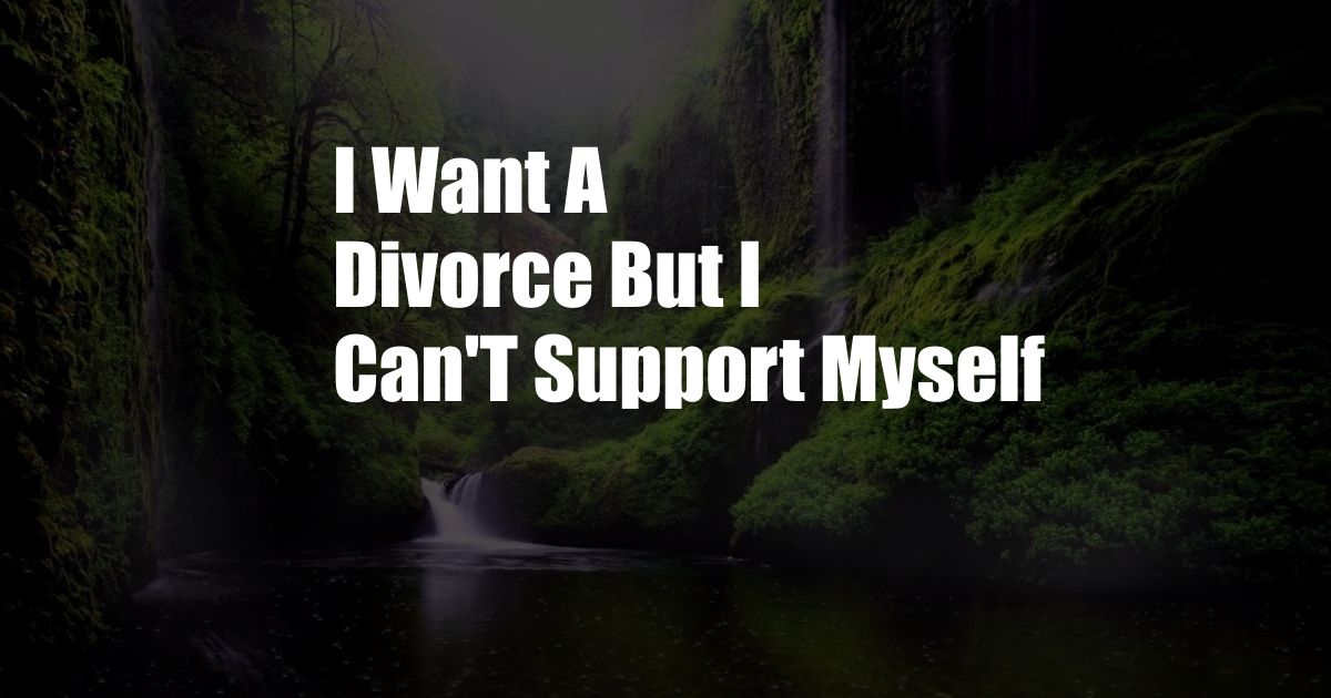 I Want A Divorce But I Can'T Support Myself