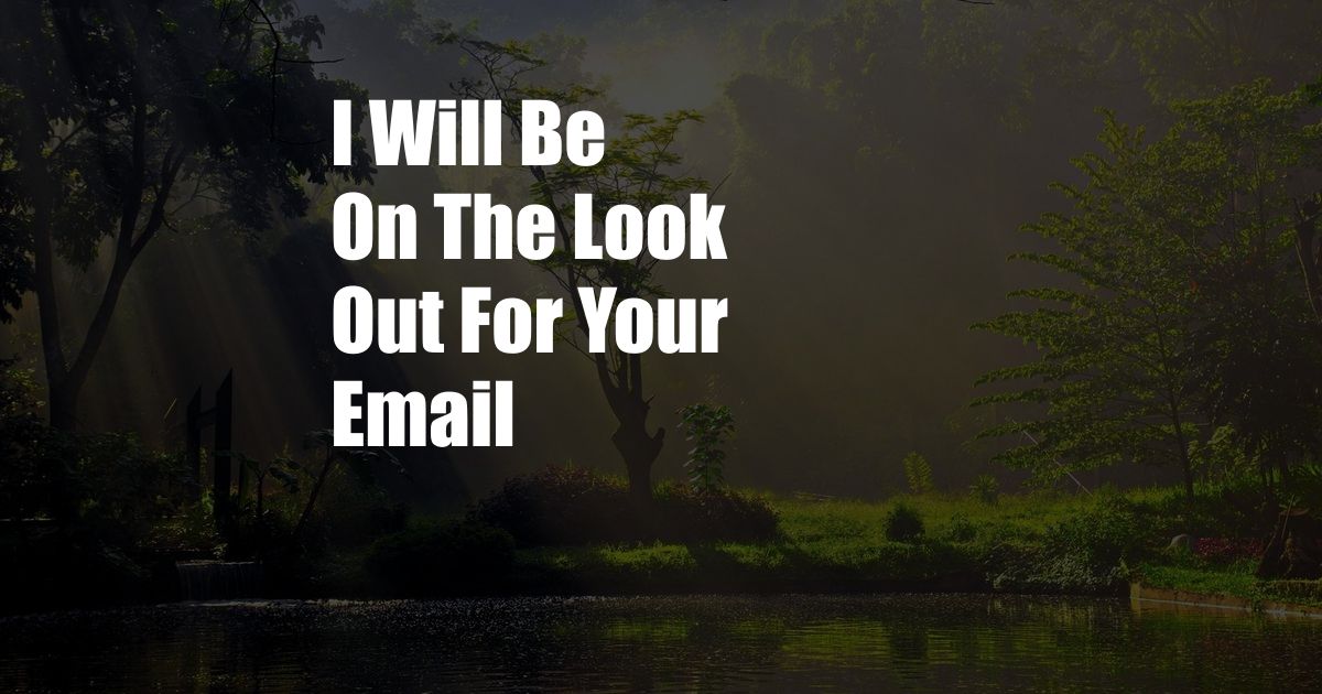 I Will Be On The Look Out For Your Email