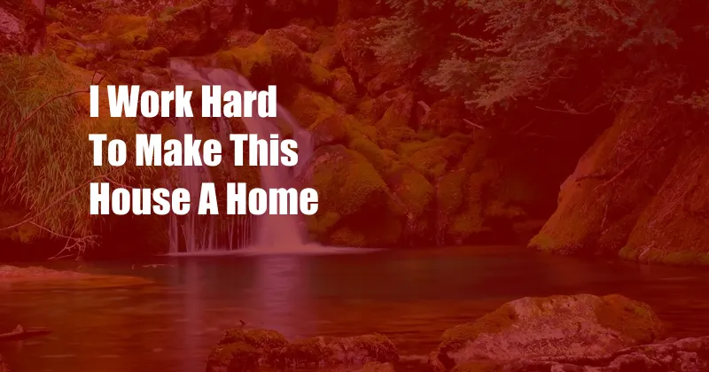 I Work Hard To Make This House A Home