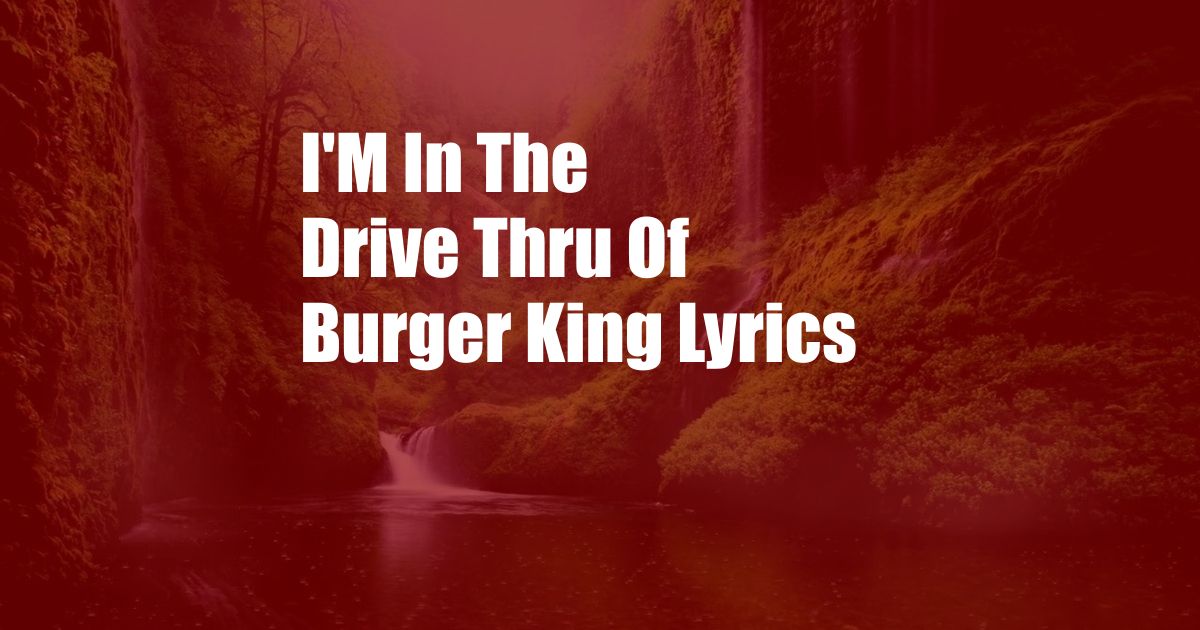 I'M In The Drive Thru Of Burger King Lyrics