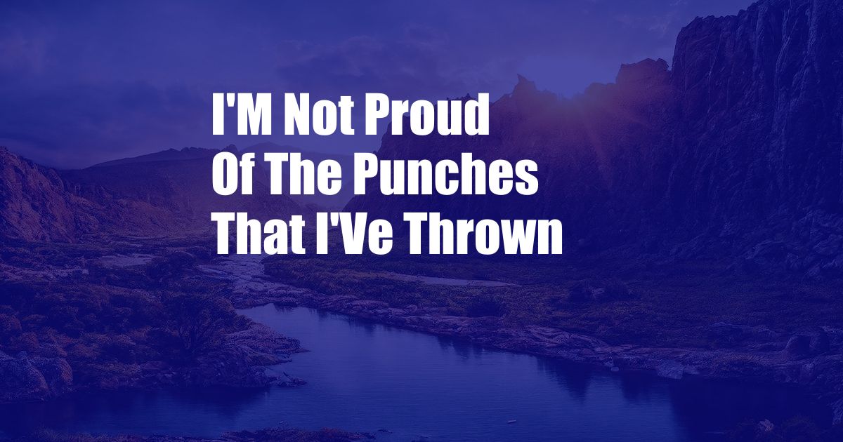 I'M Not Proud Of The Punches That I'Ve Thrown