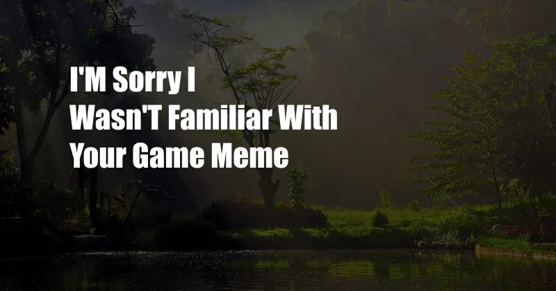 I'M Sorry I Wasn'T Familiar With Your Game Meme