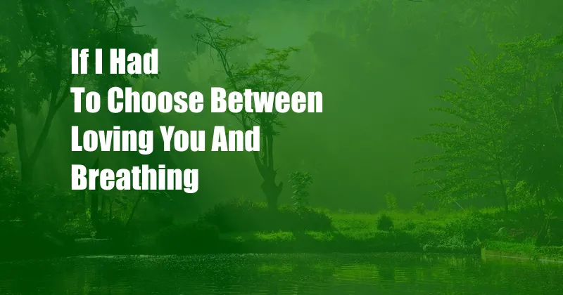 If I Had To Choose Between Loving You And Breathing