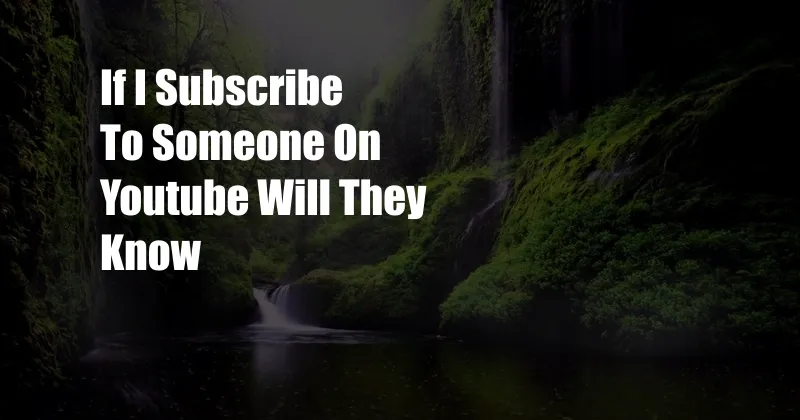 If I Subscribe To Someone On Youtube Will They Know