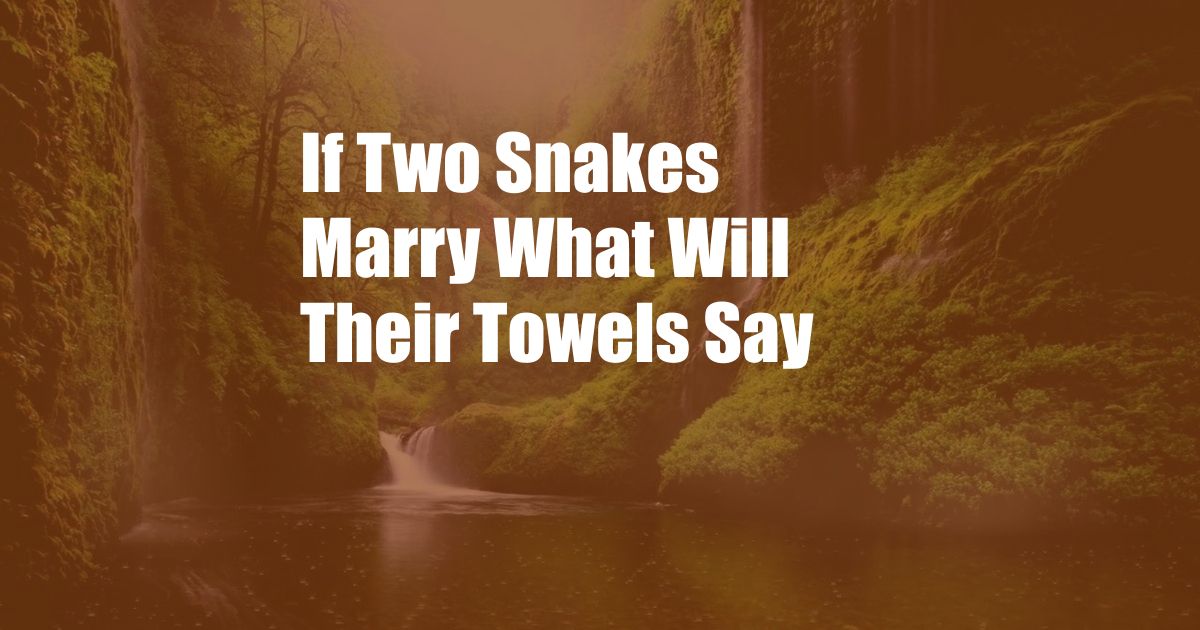 If Two Snakes Marry What Will Their Towels Say