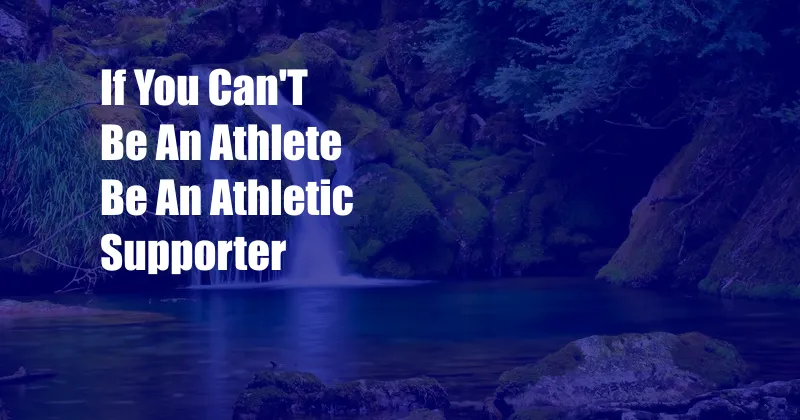 If You Can'T Be An Athlete Be An Athletic Supporter