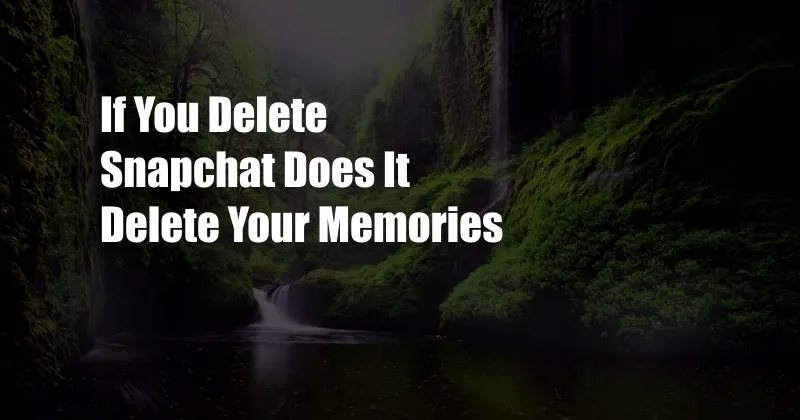 If You Delete Snapchat Does It Delete Your Memories